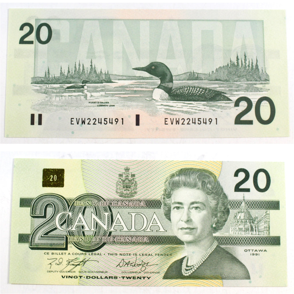 BC-58d 1991 Canada $20 Knight-Dodge, EVW, Choice Uncirculated (CUNC63)