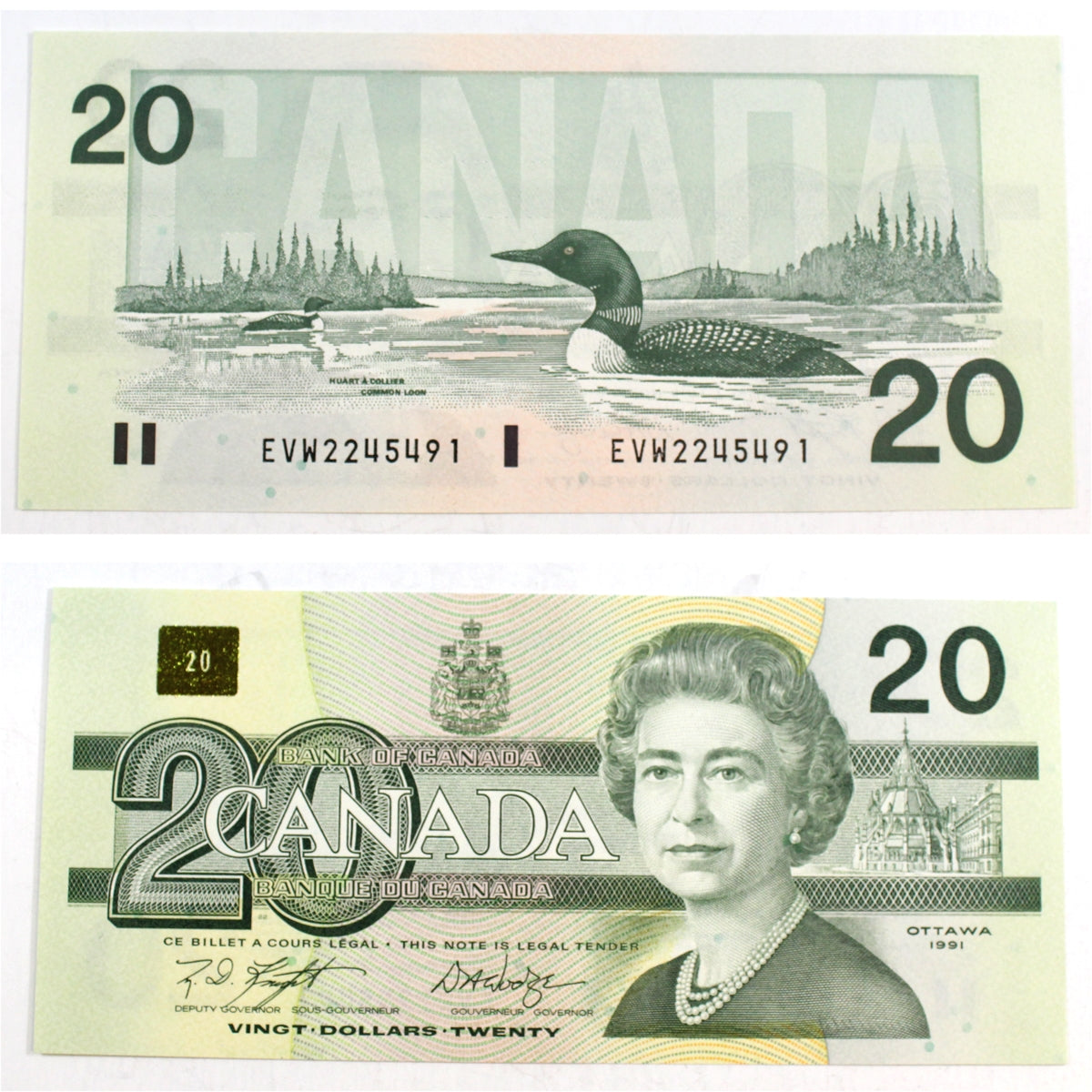 BC-58d 1991 Canada $20 Knight-Dodge, EVW, Choice Uncirculated (CUNC63)