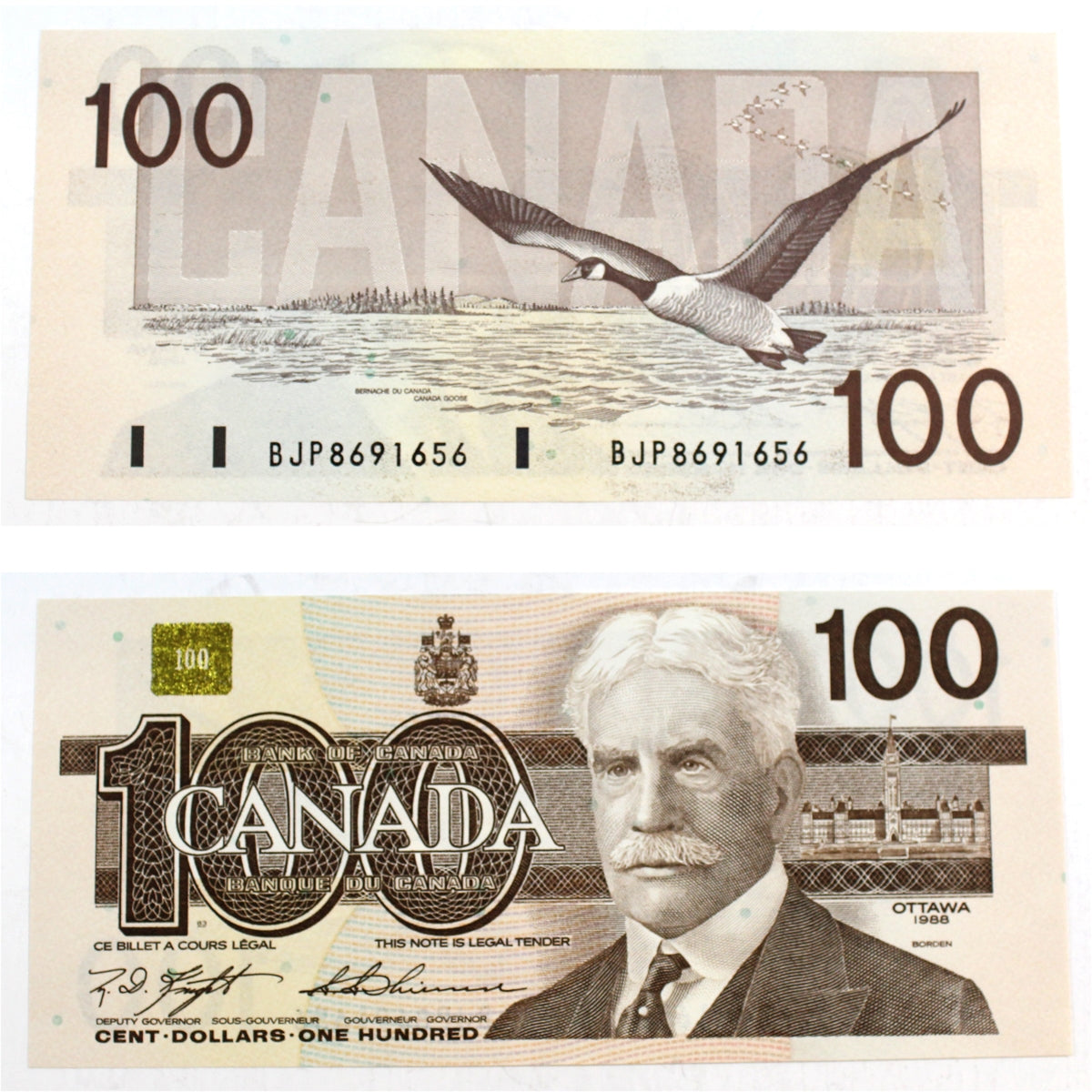 BC-60c 1988 Canada $100 Knight-Thiessen, BJP, Circ