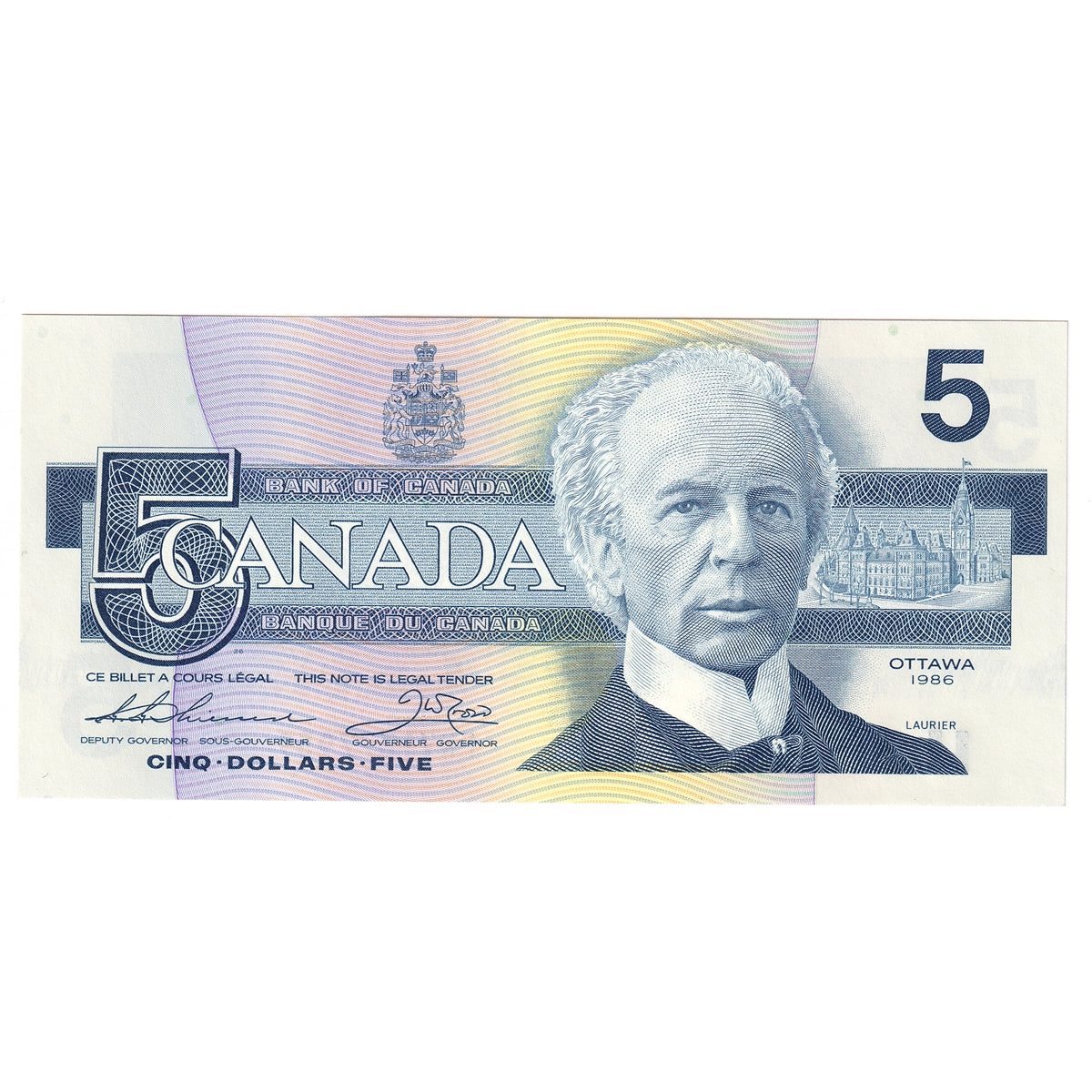 BC-56b 1986 Canada $5 Thiessen-Crow, FNV, CUNC