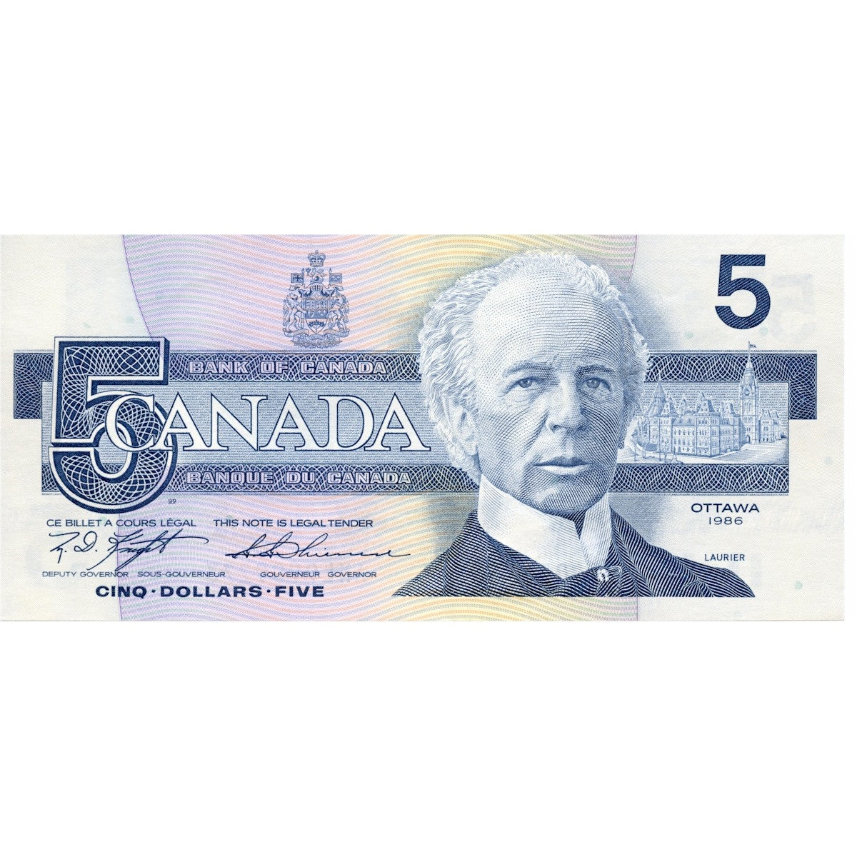 BC-56d 1986 Canada $5 Knight-Thiessen, ANL, AU-UNC (AU55)