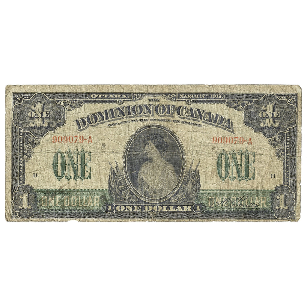 DC-23a 1917 Dominion $1 Various-Boville, No Seal, No Imprint, Series A, G-VG (G6)