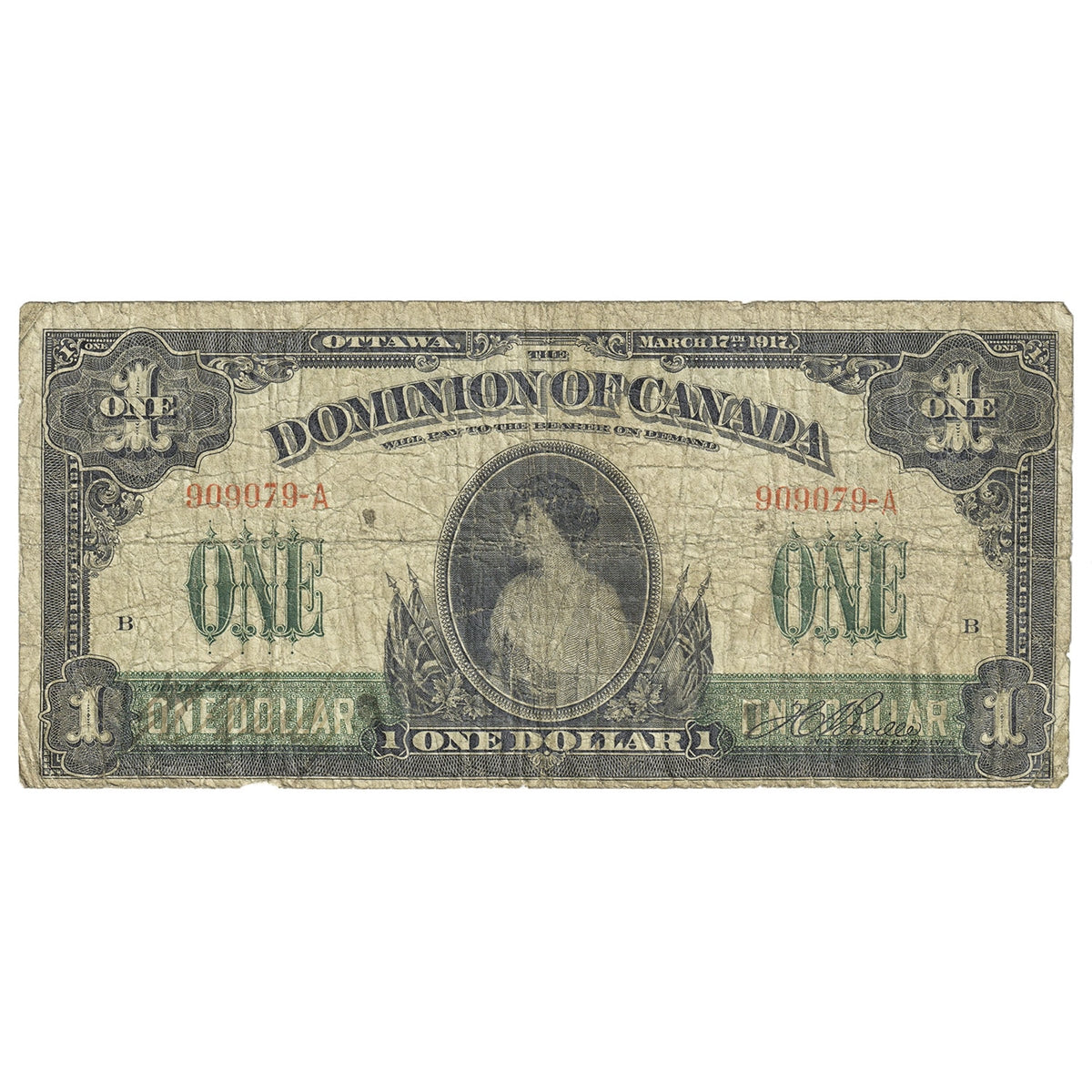 DC-23a 1917 Dominion $1 Various-Boville, No Seal, No Imprint, Series A, G-VG (G6)