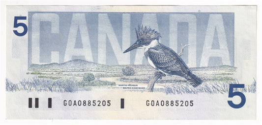 BC-56c 1986 Canada $5 Bonin-Thiessen, GOA, AU-UNC