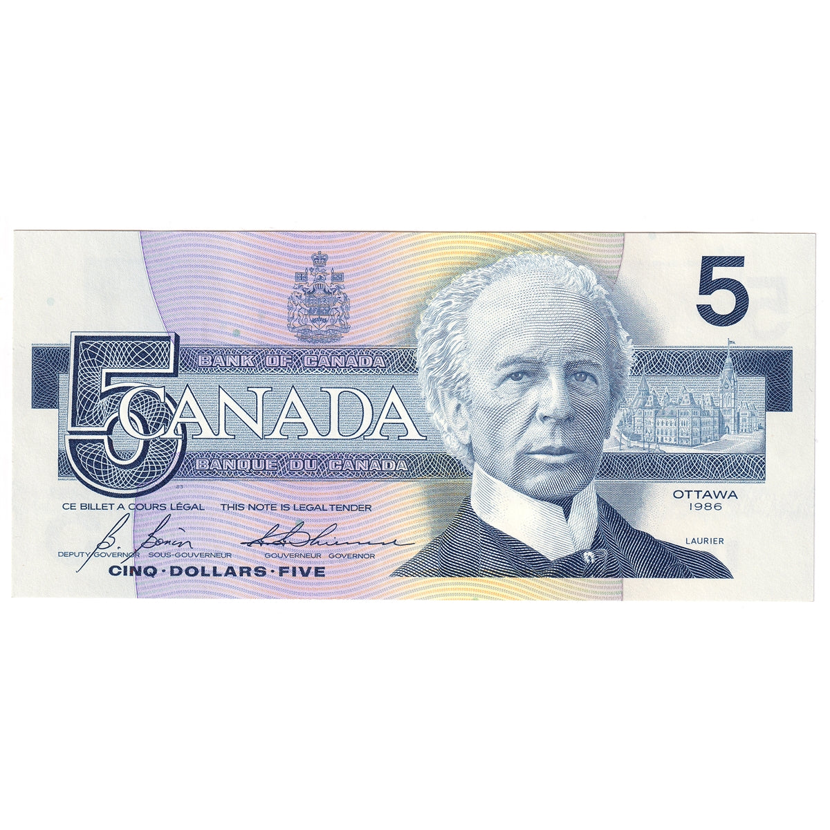BC-56c 1986 Canada $5 Bonin-Thiessen, GOA, UNC