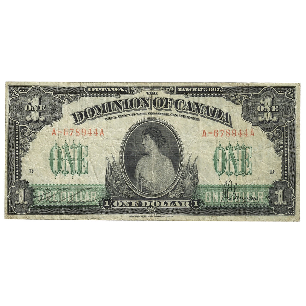 DC-23b-i 1917 Dominion $1 Various-Saunders, No Seal, Series A, Very Fine (VF20)