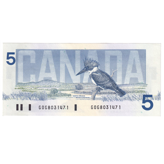 BC-56c 1986 Canada $5 Bonin-Thiessen, GOG, AU-UNC
