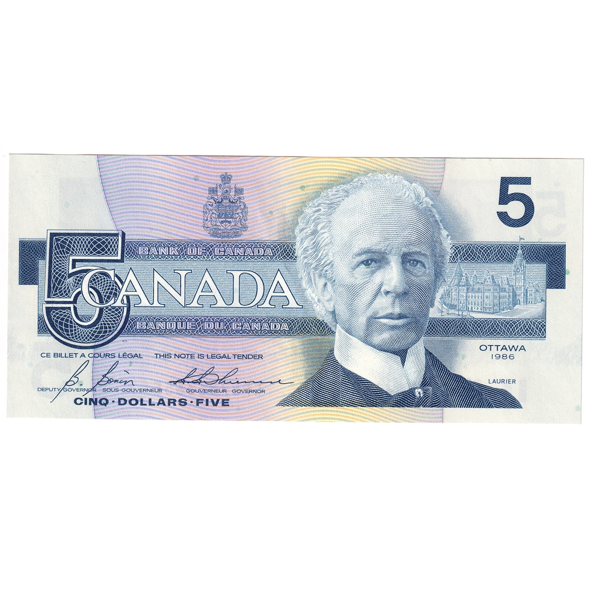 BC-56c 1986 Canada $5 Bonin-Thiessen, GPE, AU-UNC