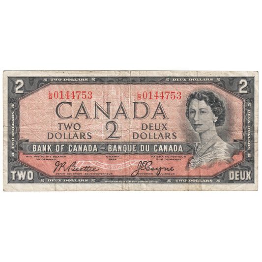 BC-38a 1954 Canada $2 Beattie-Coyne, L/B, F