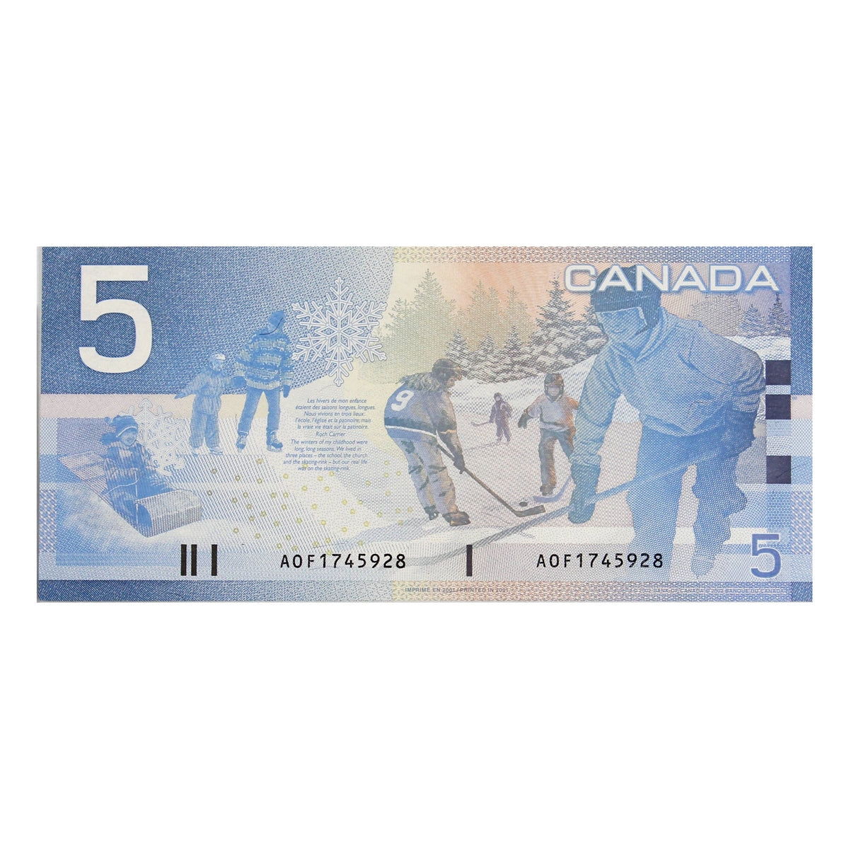 BC-62a 2001 Canada $5 Knight-Dodge, AOF, AU-UNC (AU55)