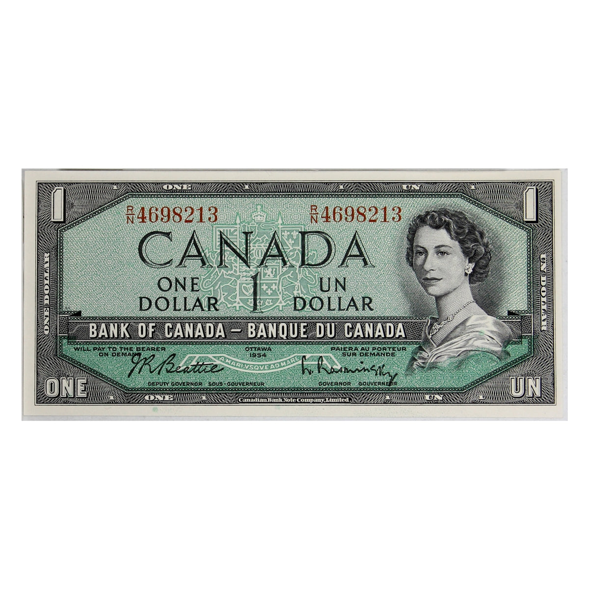 BC-37b 1954 Canada $1 Beattie-Rasminsky, R/N, Uncirculated (MS60)