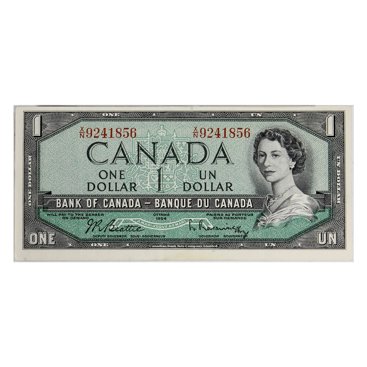 BC-37b 1954 Canada $1 Beattie-Rasminsky, X/N, Extra Fine (EF40)