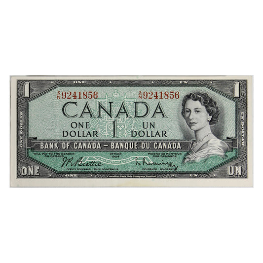 BC-37b 1954 Canada $1 Beattie-Rasminsky, X/N, Extra Fine (EF40)
