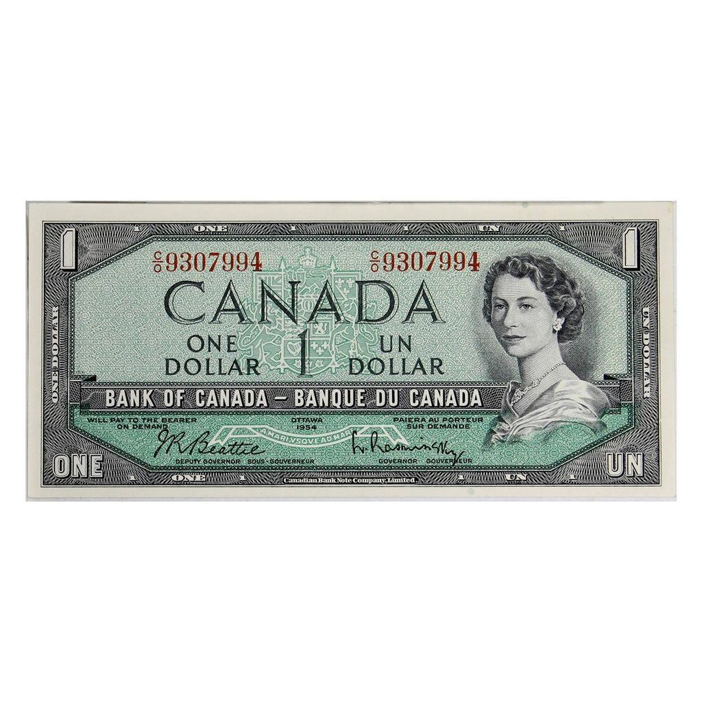 BC-37b 1954 Canada $1 Beattie-Rasminsky, C/O, EF-AU (EF45)