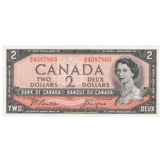 BC-38a 1954 Canada $2 Beattie-Coyne, M/B, UNC