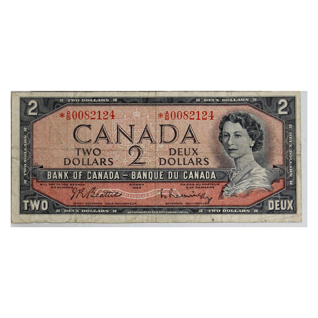 BC-38bA 1954 Canada $2 Beattie-Rasminsky, *A/B, Circ