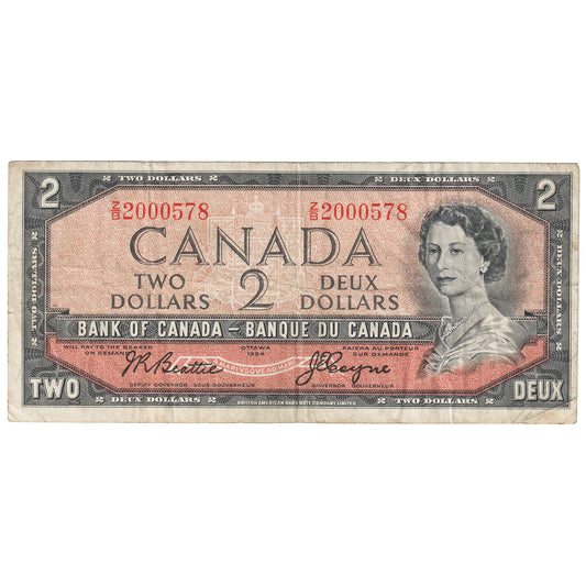 BC-38a 1954 Canada $2 Beattie-Coyne, Z/B, F-VF