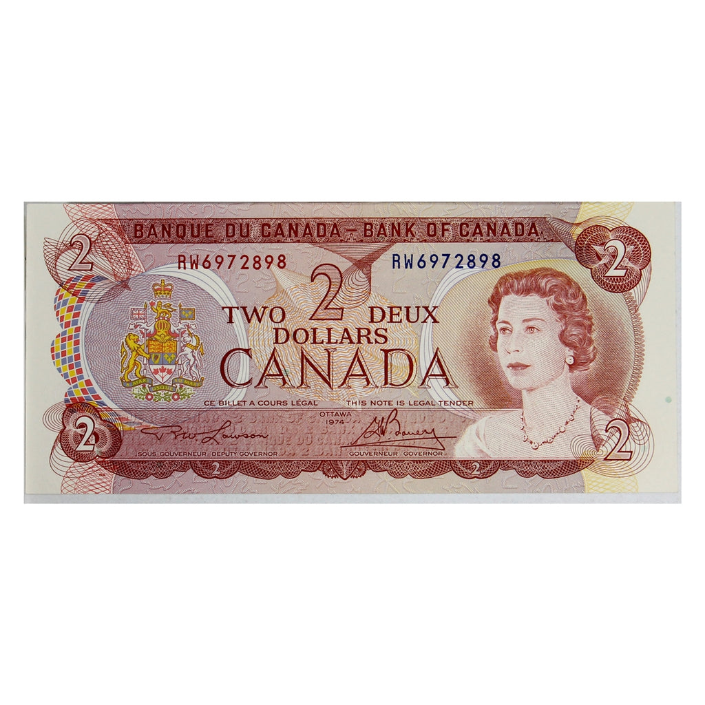 BC-47a 1974 Canada $2 Lawson-Bouey, RW, AU-UNC (AU55)