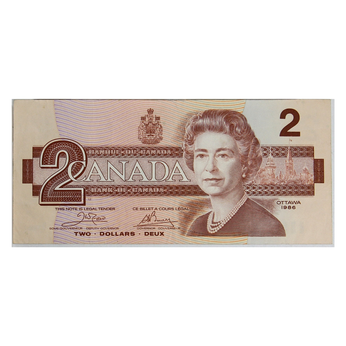 BC-55a 1986 Canada $2 Crow-Bouey, AUL, Very Fine (VF20)