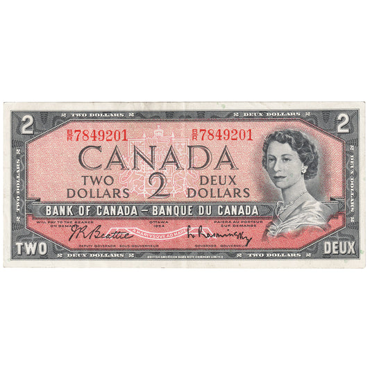 BC-38b 1954 Canada $2 Beattie-Rasminsky, B/R, EF