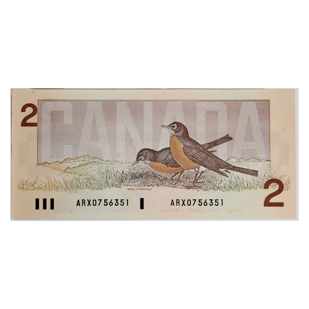 BC-55aA 1986 Canada $2 Crow-Bouey, ARX Below 1.26M, Almost Uncirculated (AU50)
