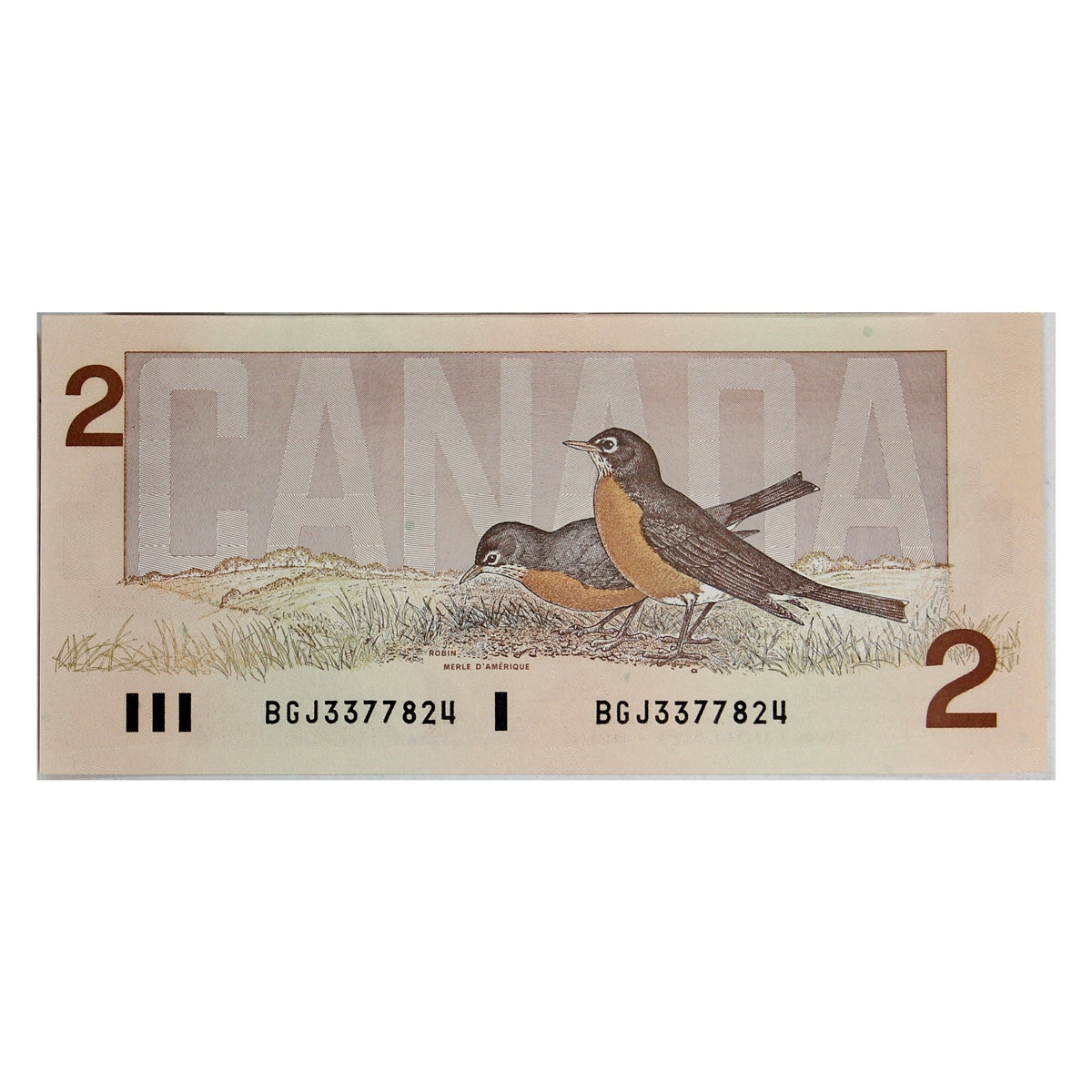BC-55b 1986 Canada $2 Thiessen-Crow, 2 Large Bs, BGJ, AU-UNC (AU55)
