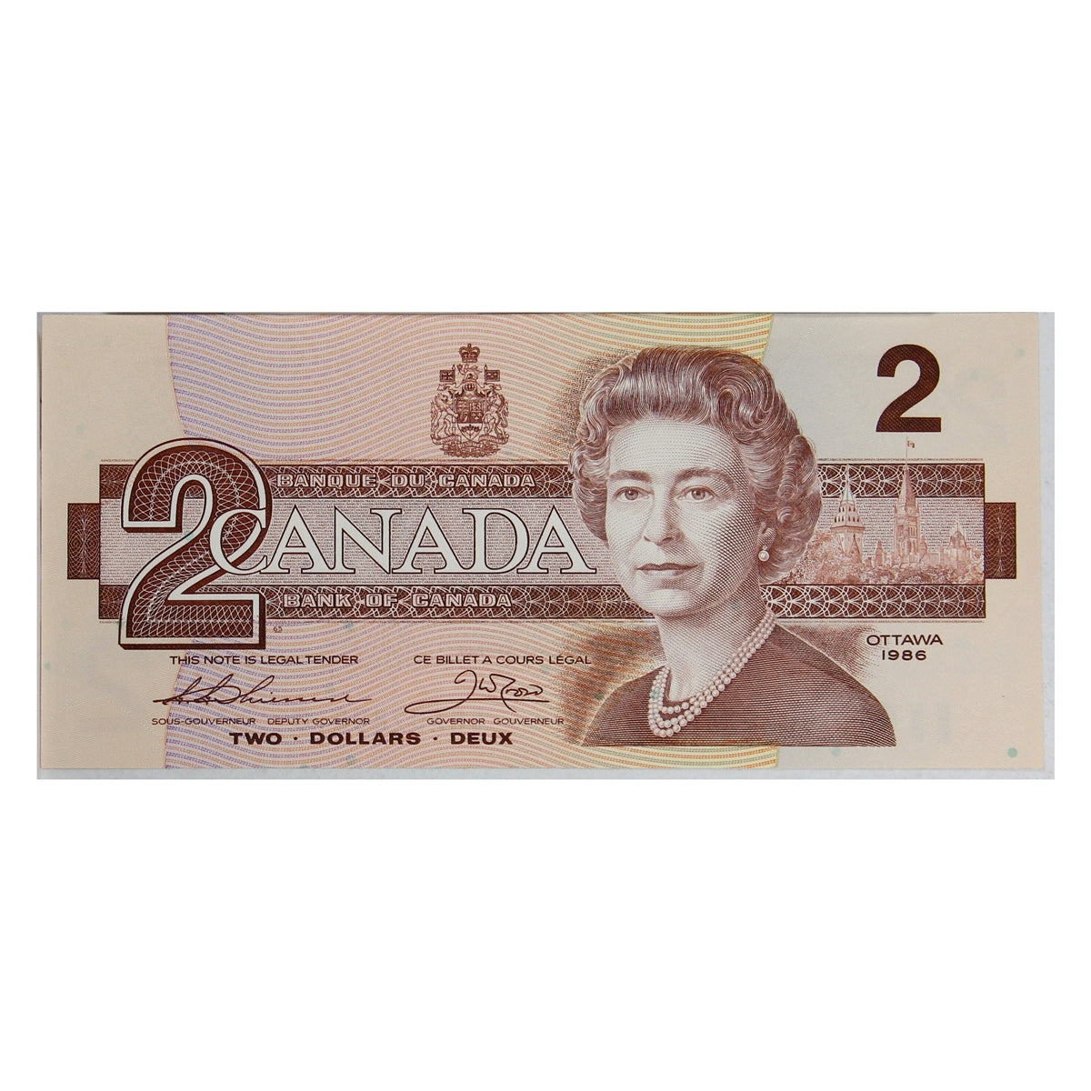 BC-55b 1986 Canada $2 Thiessen-Crow, BRA, Choice Uncirculated (CUNC63)