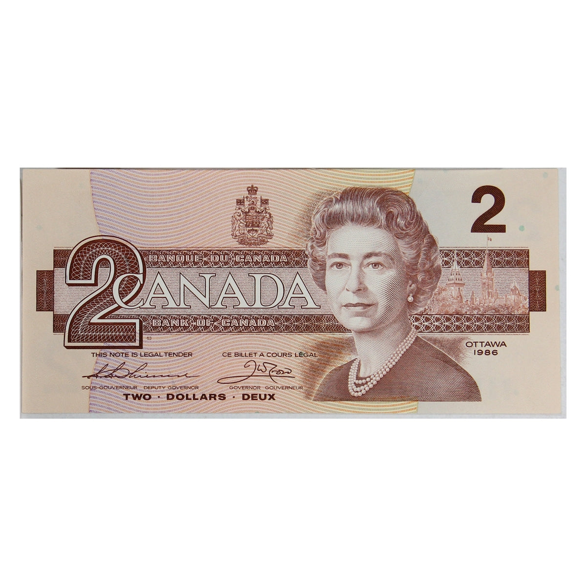 BC-55b 1986 Canada $2 Thiessen-Crow, BRA, Uncirculated (MS60)
