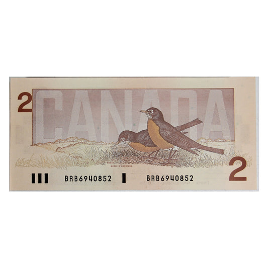 BC-55b 1986 Canada $2 Thiessen-Crow, BRB, Choice Uncirculated (CUNC63)