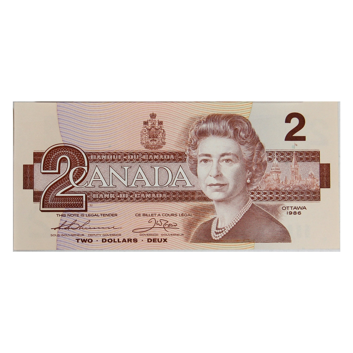 BC-55b 1986 Canada $2 Thiessen-Crow, BRF, Uncirculated (MS60)
