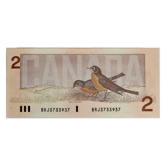 BC-55b 1986 Canada $2 Thiessen-Crow, BRJ, Choice Uncirculated (CUNC63)