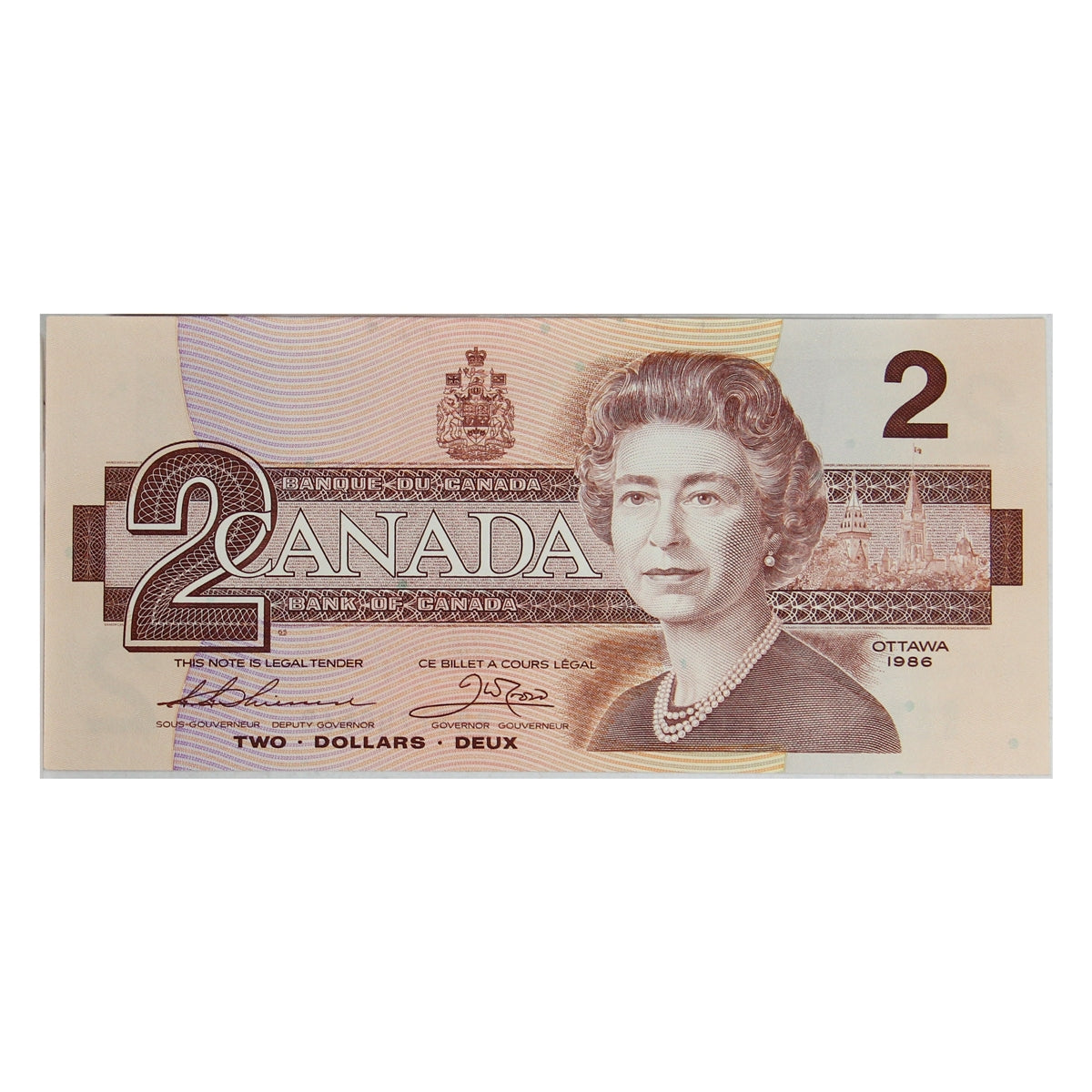 BC-55b 1986 Canada $2 Thiessen-Crow, BRT, Choice Uncirculated (CUNC63)