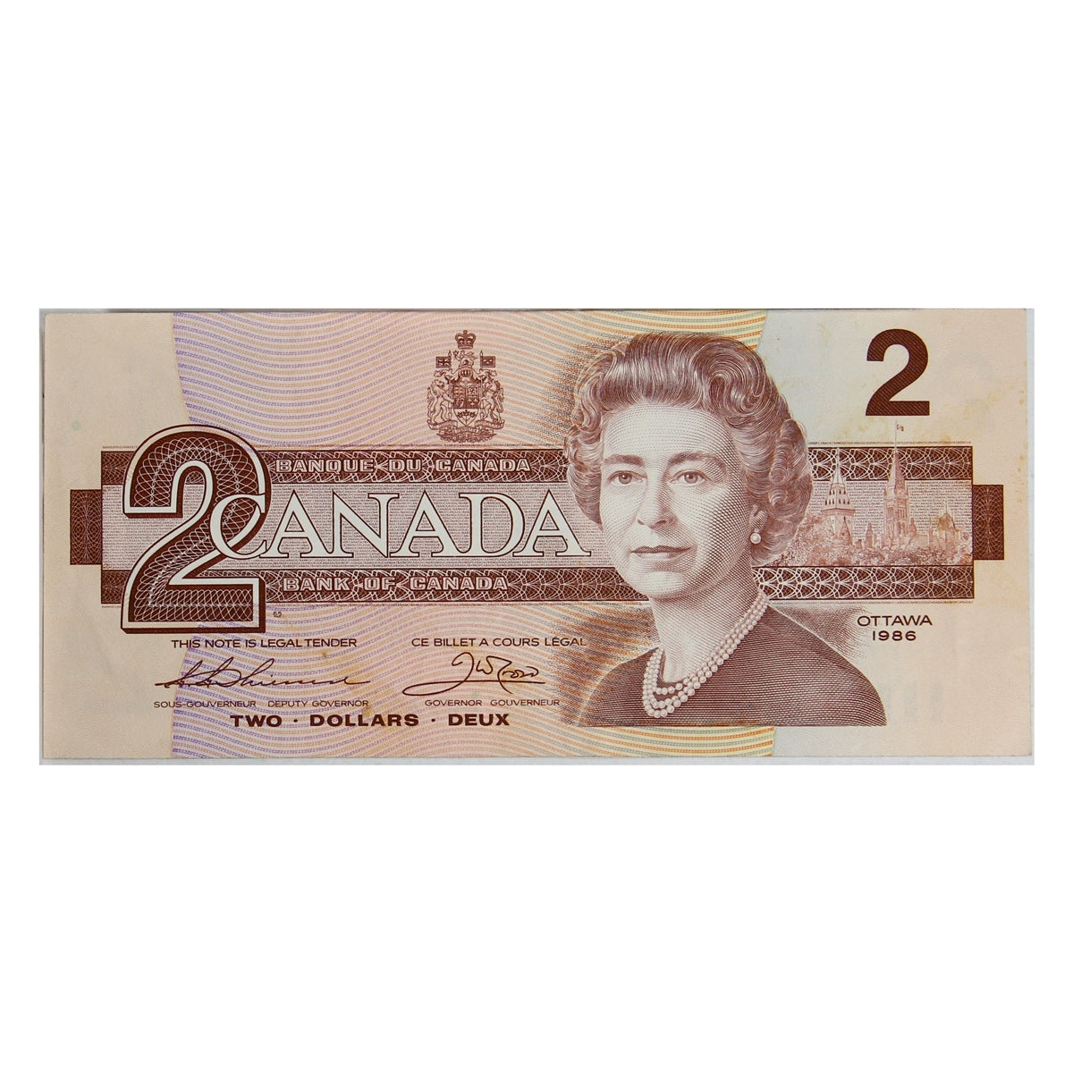 BC-55b 1986 Canada $2 Thiessen-Crow, Small BBP, Extra Fine (EF40)