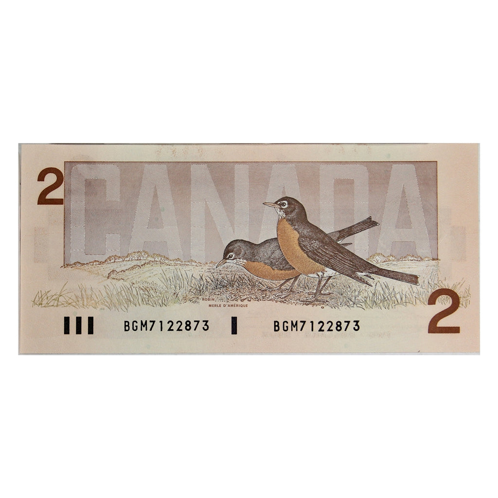 BC-55b 1986 Canada $2 Thiessen-Crow, BGM, AU-UNC (AU55)