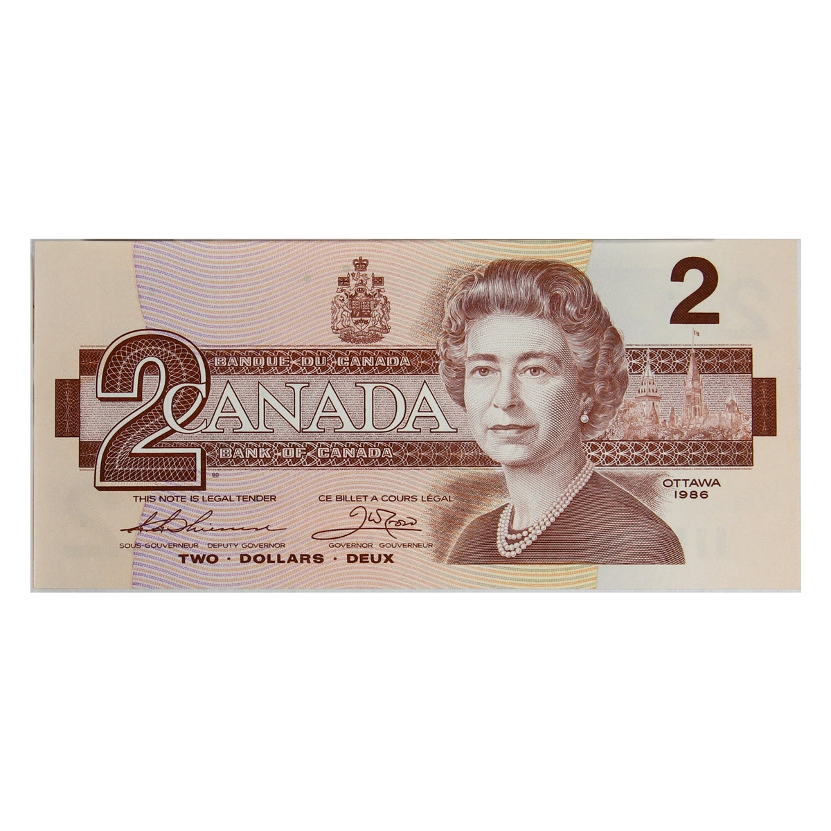 BC-55b 1986 Canada $2 Thiessen-Crow, BGM, AU-UNC (AU55)