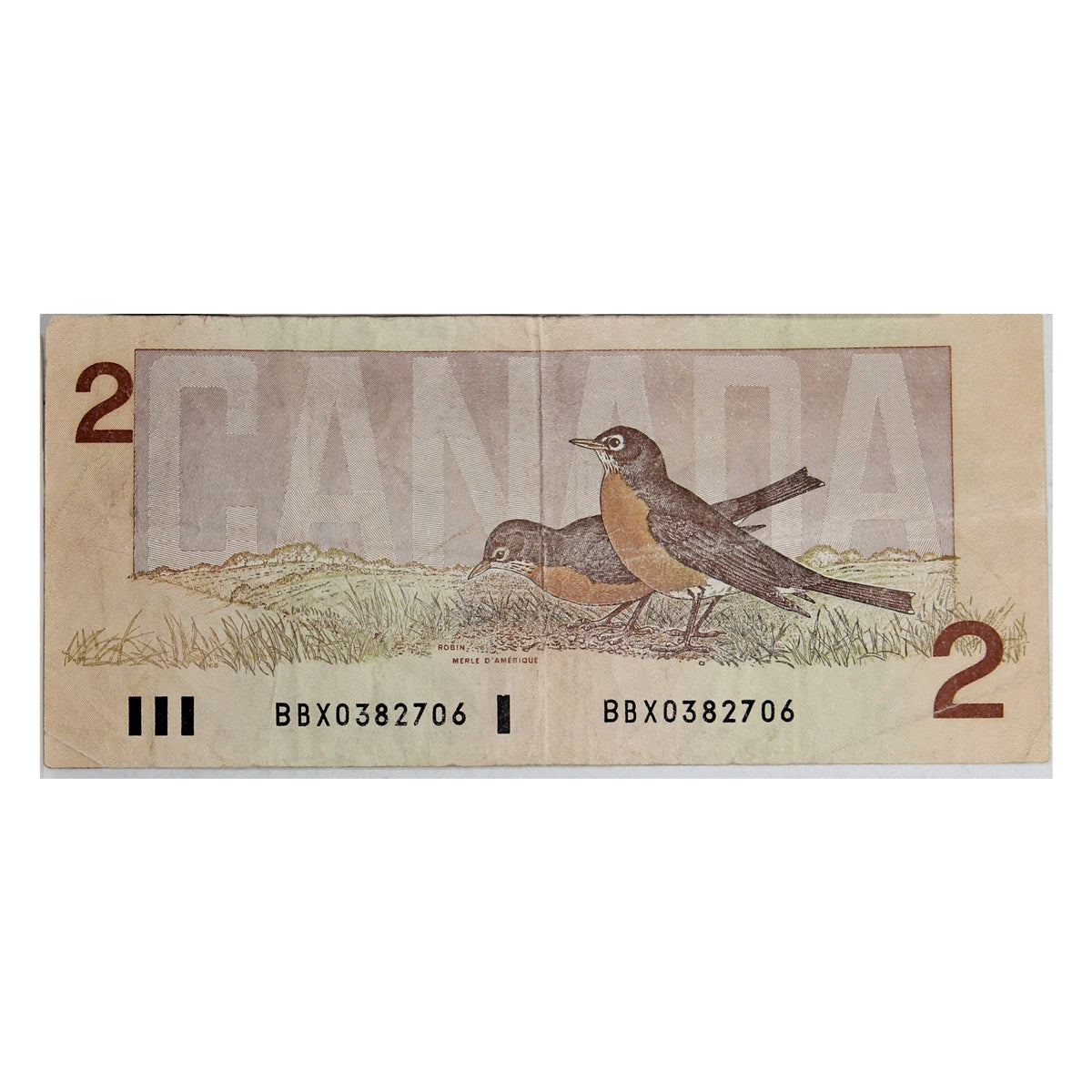 BC-55bA 1986 Canada $2 Thiessen-Crow, Large Bs, BBX, Circ