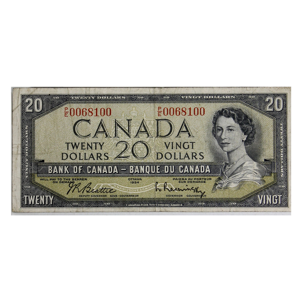 BC-41b 1954 Canada $20 Beattie-Rasminsky, P/E, F-VF