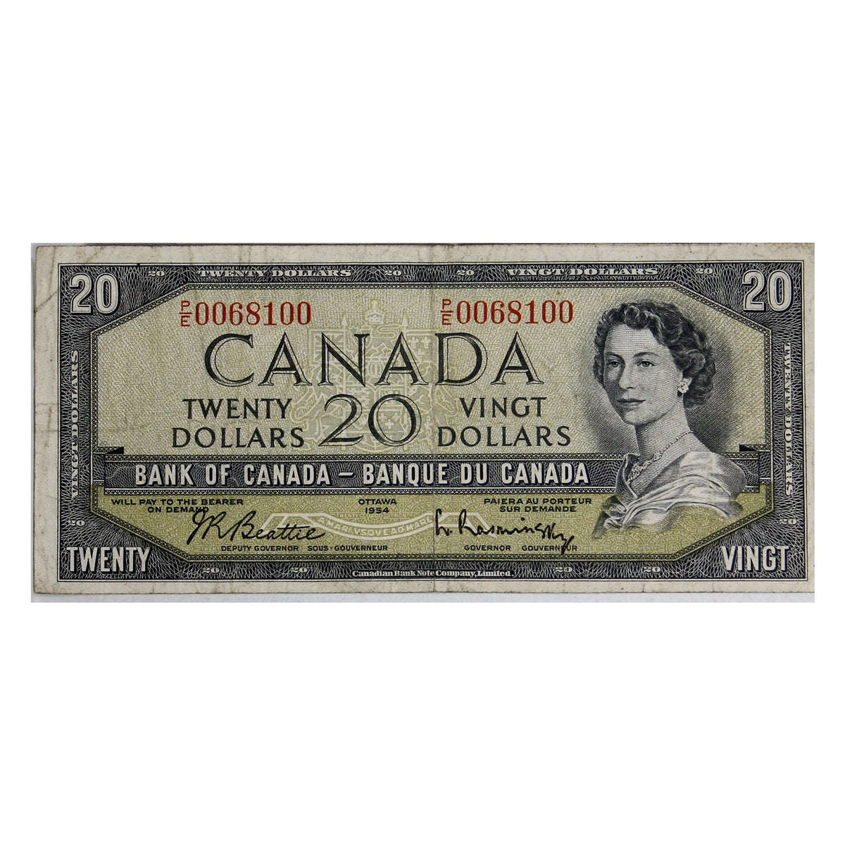 BC-41b 1954 Canada $20 Beattie-Rasminsky, P/E, F-VF