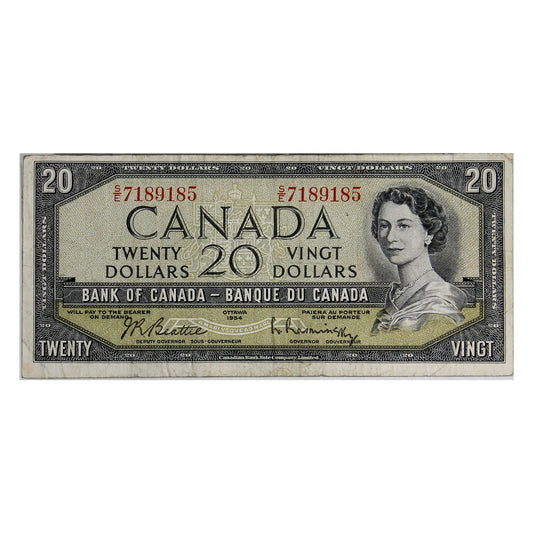 BC-41b 1954 Canada $20 Beattie-Rasminsky, S/E, F-VF (F15)