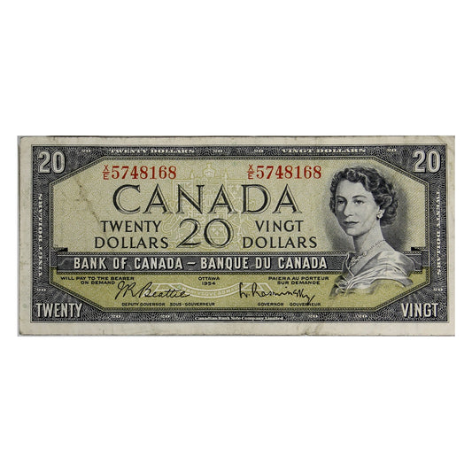 BC-41b 1954 Canada $20 Beattie-Rasminsky, X/E, VF