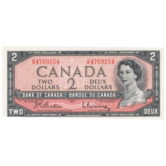 BC-38b 1954 Canada $2 Beattie-Rasminsky, G/R, CUNC