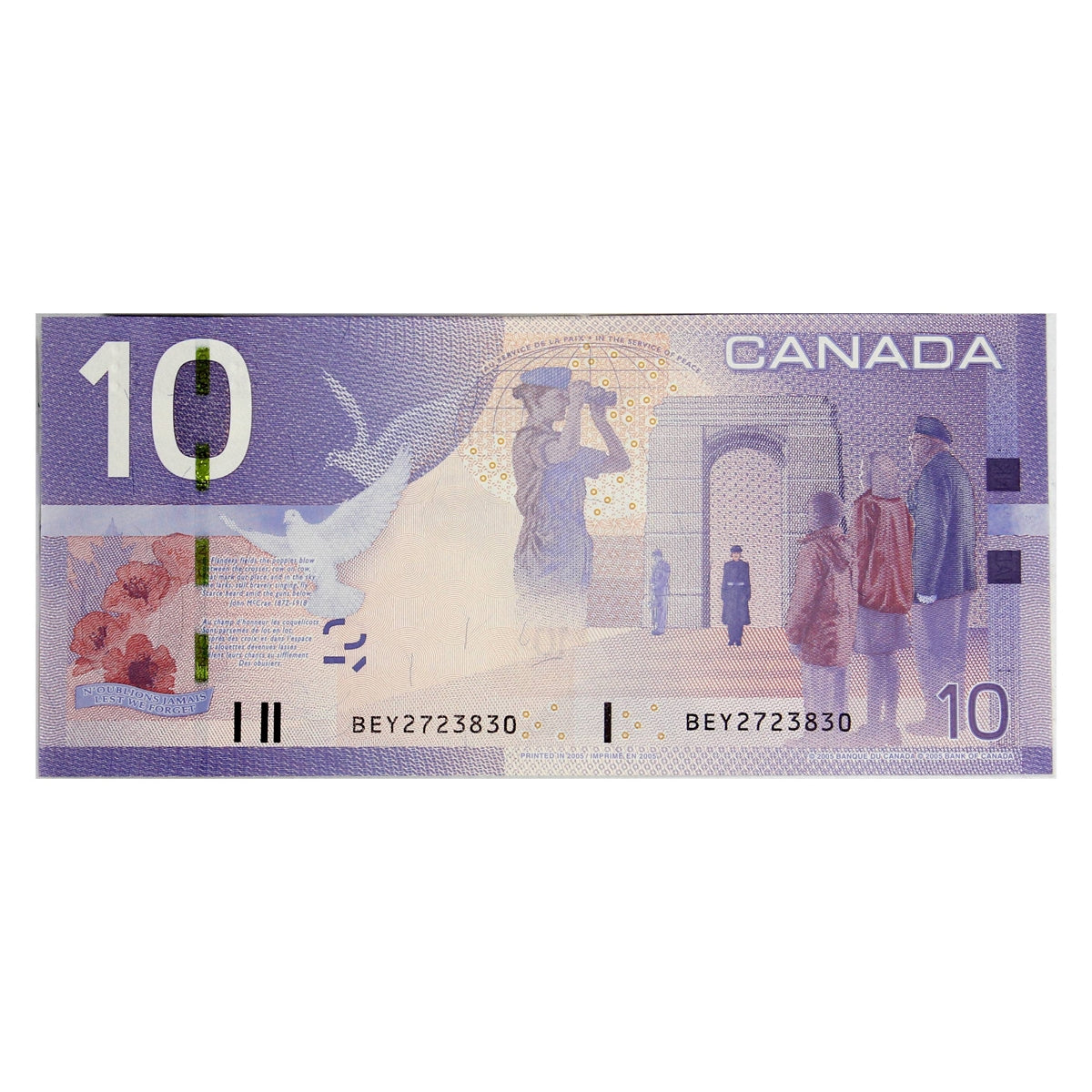 BC-68aA 2005 Canada $10 Jenkins-Dodge, BEY (2.70-2.74), AU-UNC (AU55)