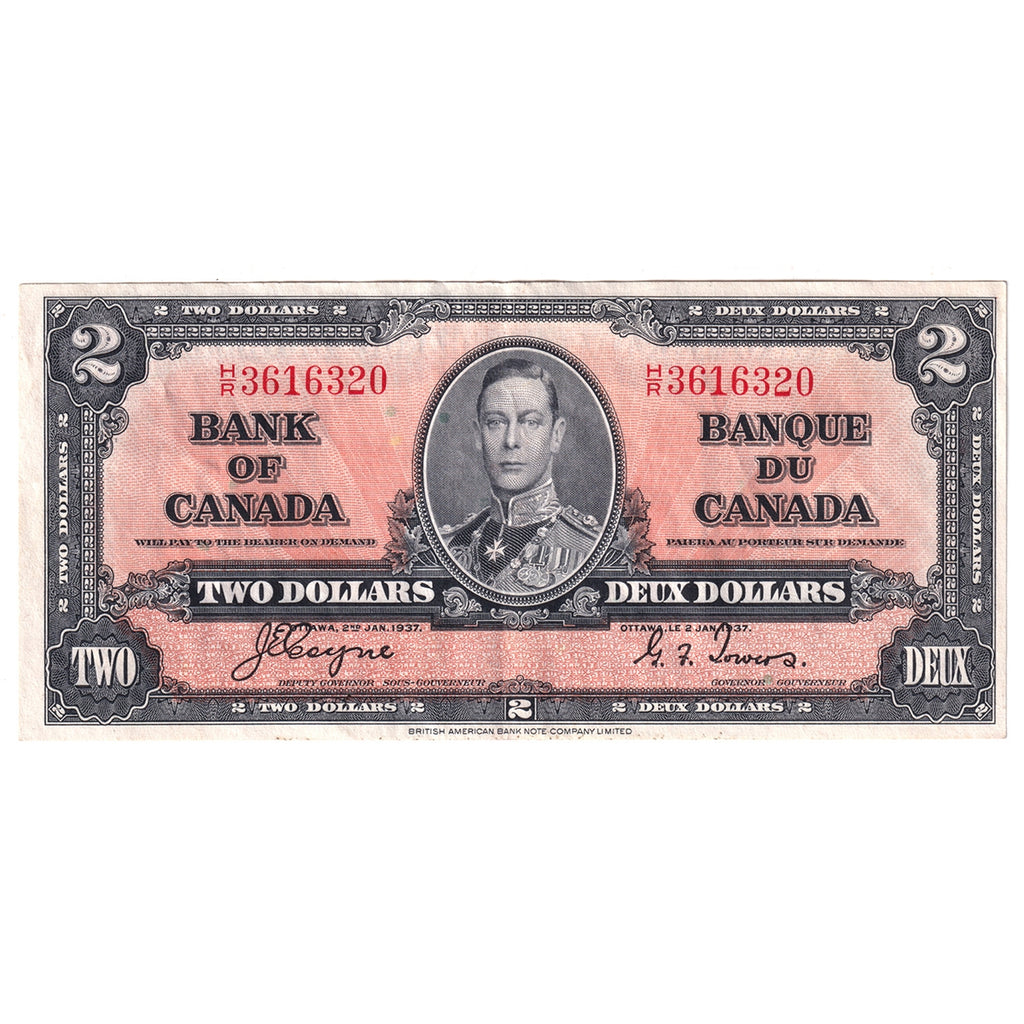 BC-22c 1937 Canada $2 Coyne-Towers, H/R, EF-AU