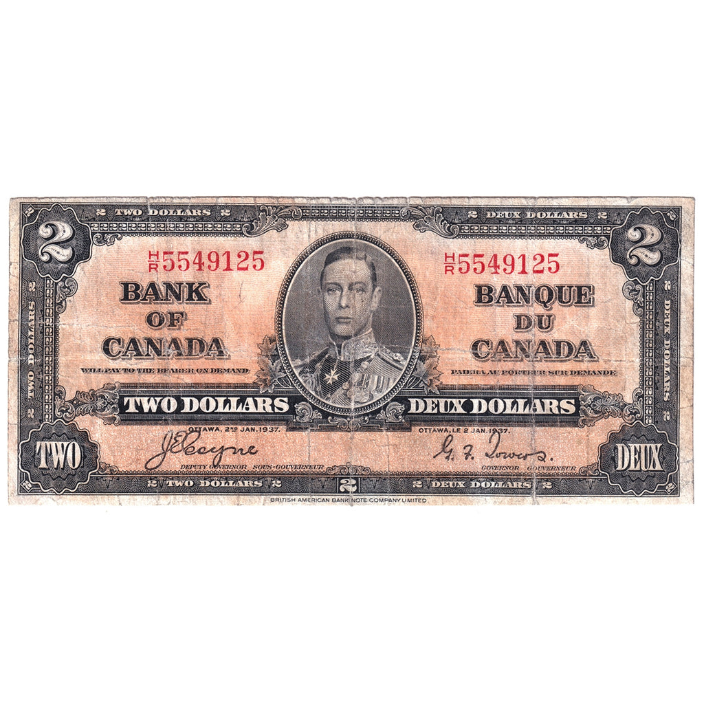 BC-22c 1937 Canada $2 Coyne-Towers, H/R, CIRC