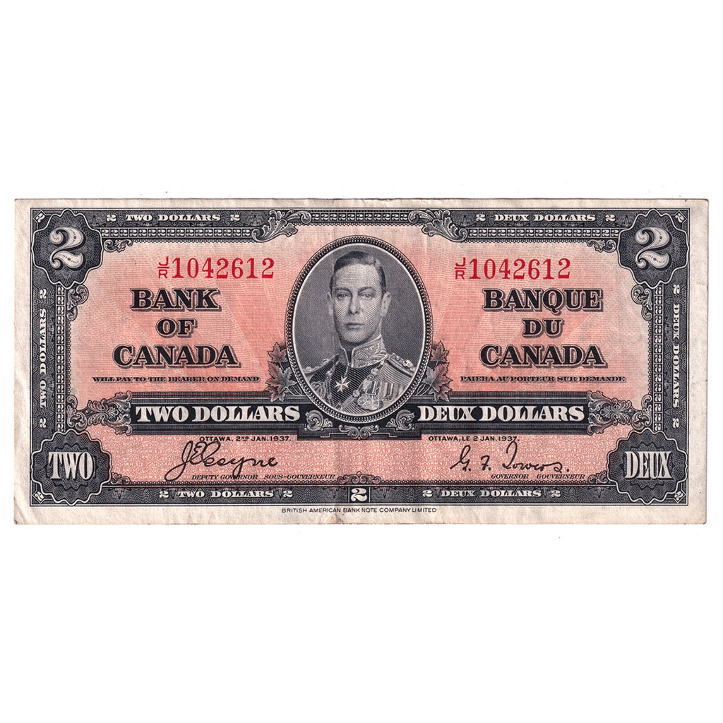 BC-22c 1937 Canada $2 Coyne-Towers, J/R, Extra Fine (EF40)