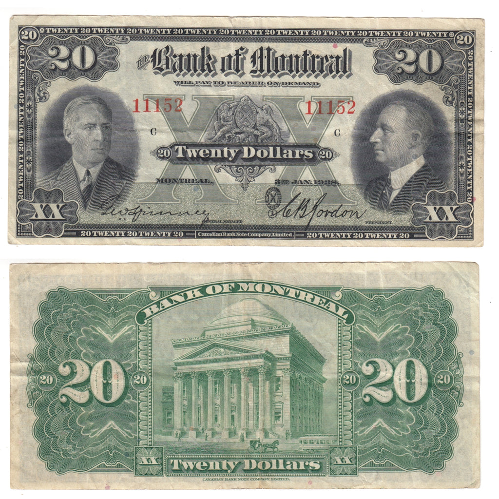 505-62-06 1938 Bank of Montreal $20 Spinney-Gordon, Very Fine (VF20)