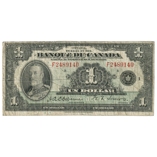 BC-2 1935 Canada $1 Osborne-Towers, French, VG