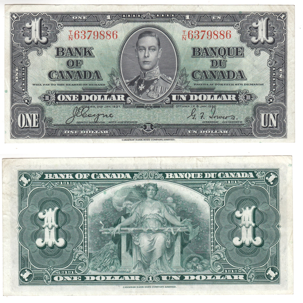 BC-21d 1937 Canada $1 Coyne-Towers, T/N, EF