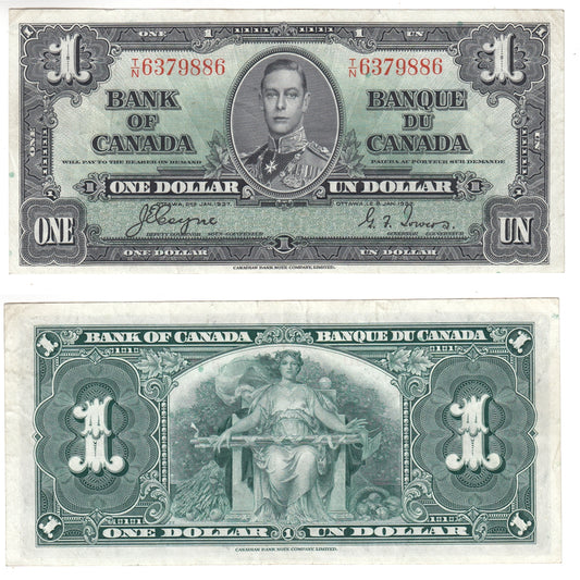 BC-21d 1937 Canada $1 Coyne-Towers, T/N, EF