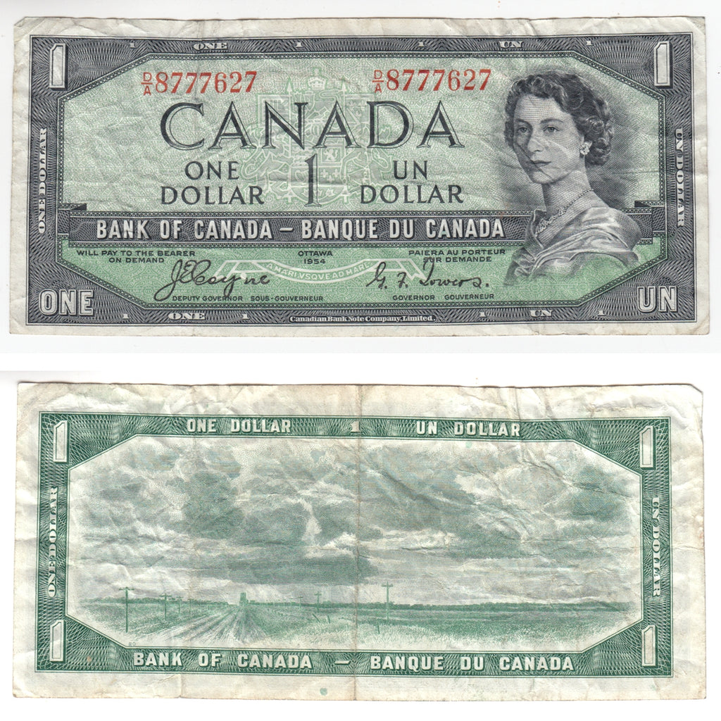 BC-29a 1954 Canada $1 Coyne-Towers, Devil's Face, D/A, Very Fine (VF20)